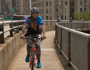 Diany riding on the GWB.